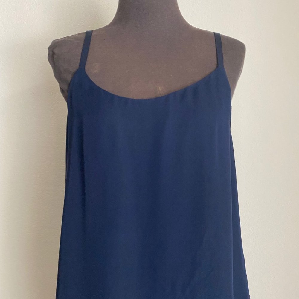 Alice & Olivia sz S 100% Silk spaghetti strap scoop neck asymmetrical shift mini - Picture 4 of 11